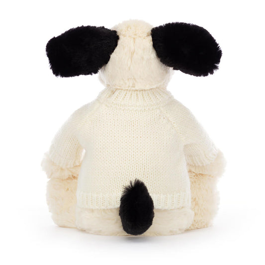Bashful Black & Cream Puppy With Personalized Cream Jumper - US 6049