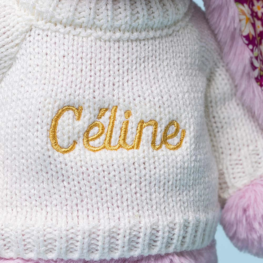 Thistlepop Blossom Luxe Bunny With Personalized Cream Jumper - US 6329
