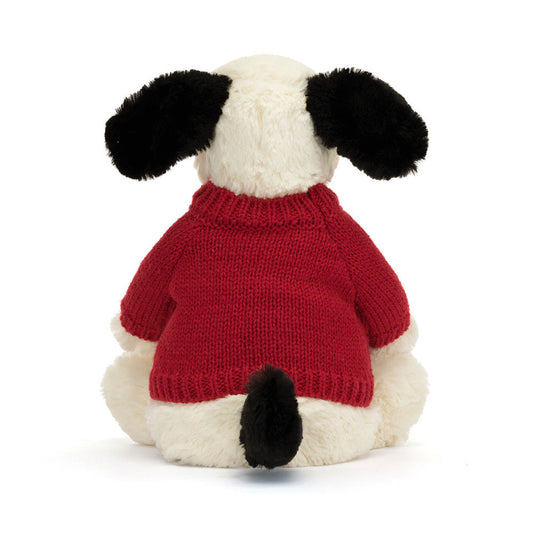Bashful Black & Cream Puppy With Personalized Red Jumper - US 9614