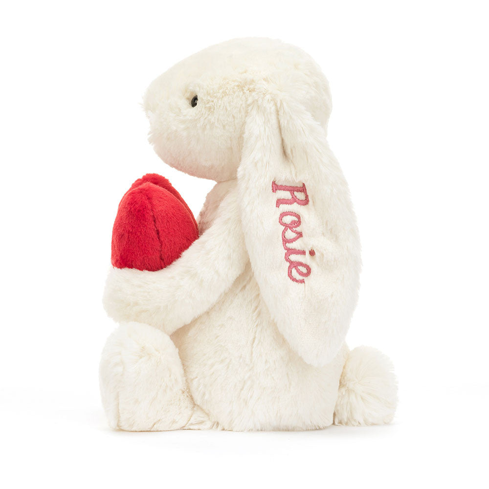 Personalized Bashful Red Love Heart Bunny Medium - US 0155