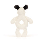 Bashful Black & Cream Puppy Ring Rattle - US 6079