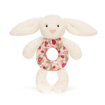 Blossom Cream Bunny 'Berry' Ring Rattle - US 5909
