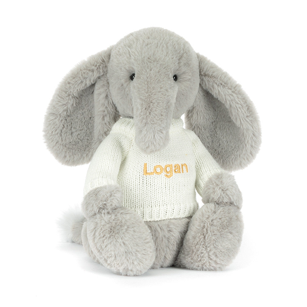 Bashful Luxe Elephant Thuddeus With Personalized Cream Jumper - US 0887