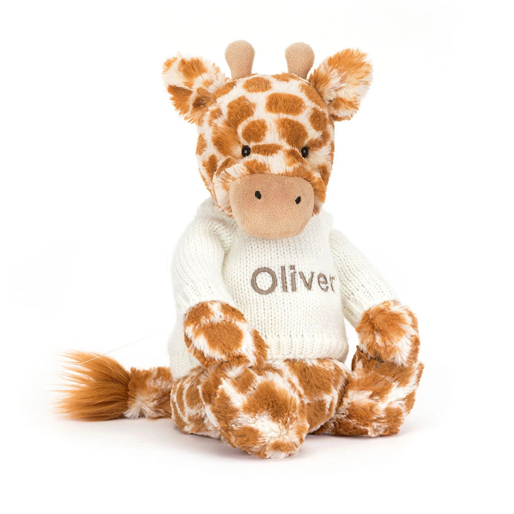 Bashful Giraffe With Personalized Cream Jumper - US 5957
