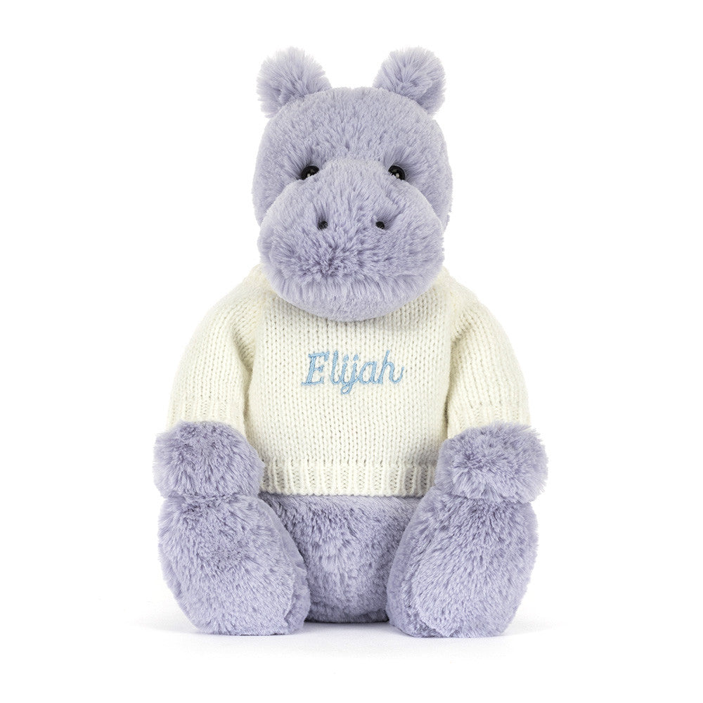 Bashful Hippo With Personalized Cream Jumper - US 9337