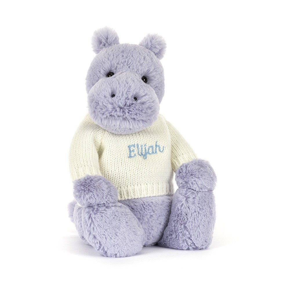 Bashful Hippo With Personalized Cream Jumper - US 9337