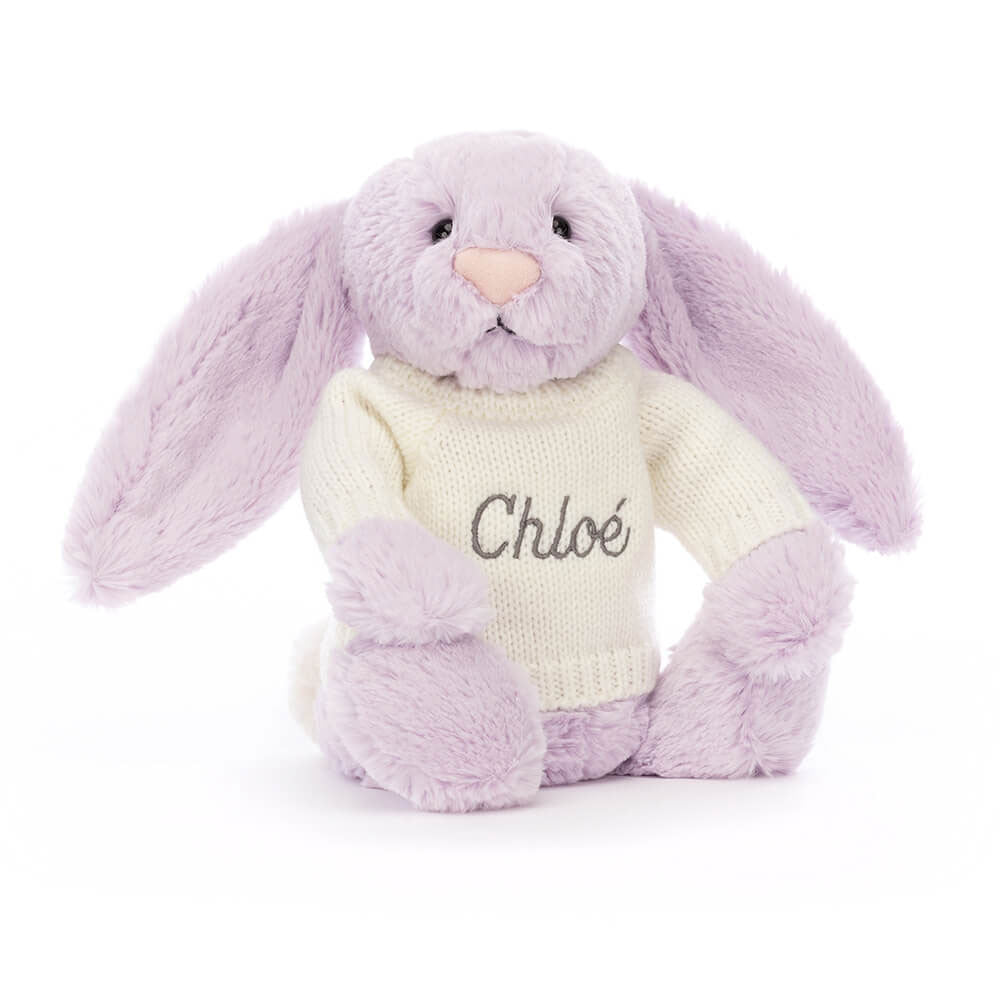Bashful Lilac Bunny With Personalized Cream Jumper - US 5807