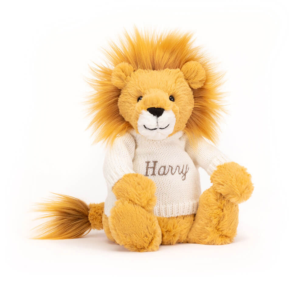Bashful Lion With Personalized Cream Jumper - US 5892