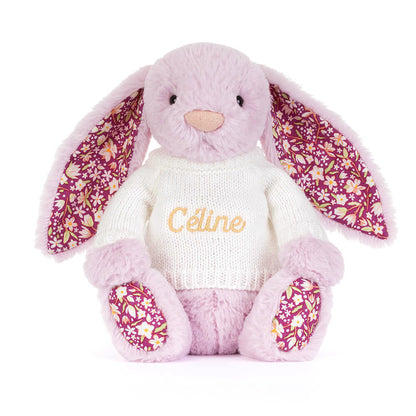 Thistlepop Blossom Luxe Bunny With Personalized Cream Jumper - US 6329
