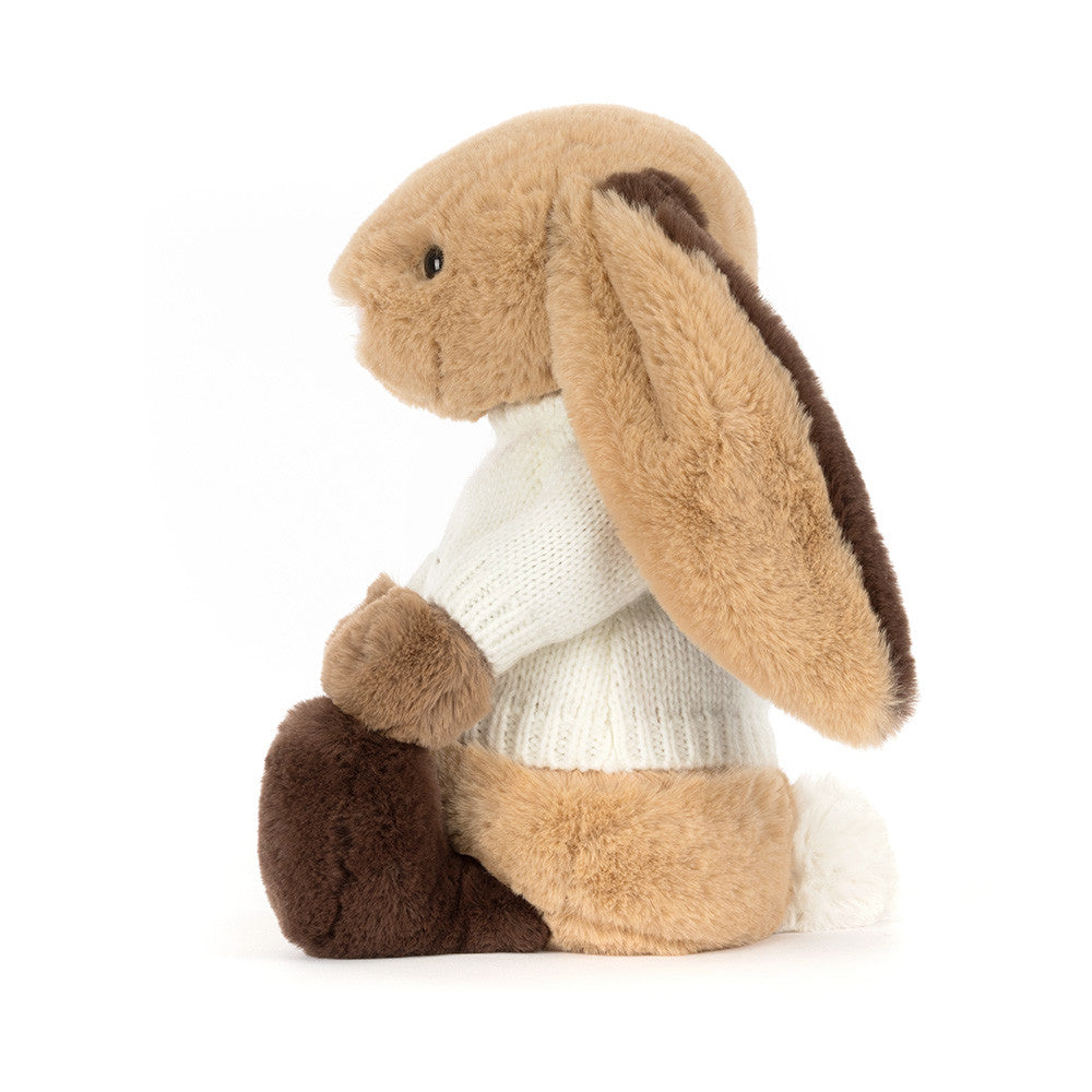 Bashful Patchwork Brown Bunny With Personalized Cream Jumper - US 0639