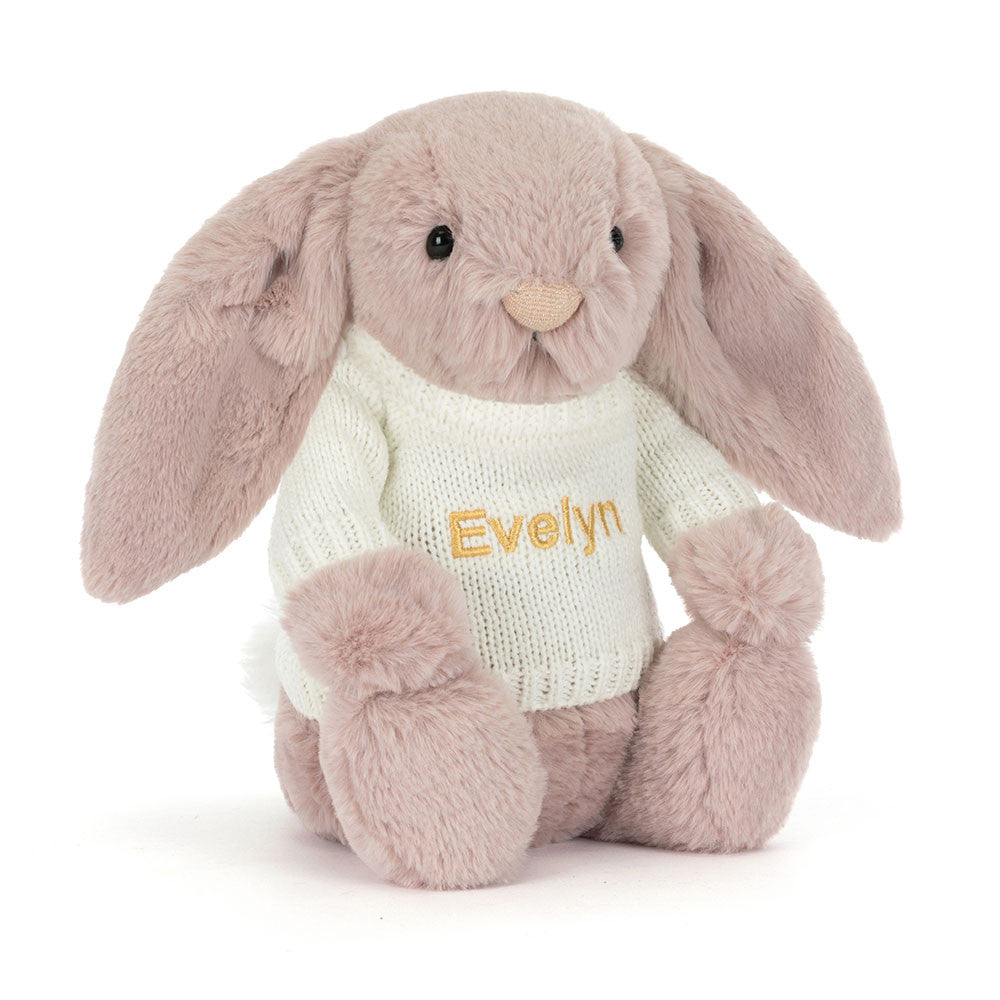Bashful Luxe Bunny Rosa With Personalized Cream Jumper - US 4248
