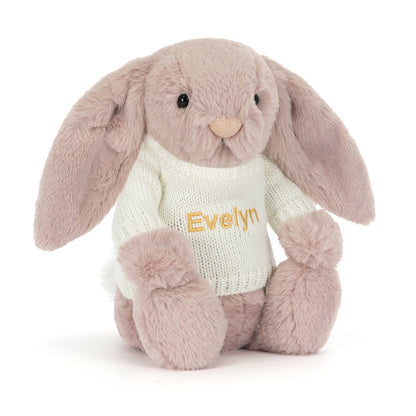 Bashful Luxe Bunny Rosa With Personalized Cream Jumper - US 4248