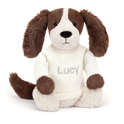 Bashful Fudge Puppy With Personalized Cream Jumper - US 3670
