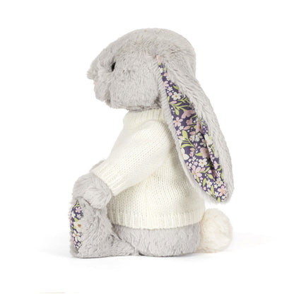 Blossom Silver Bunny 'Bloom' With Personalized Cream Jumper - US 1386