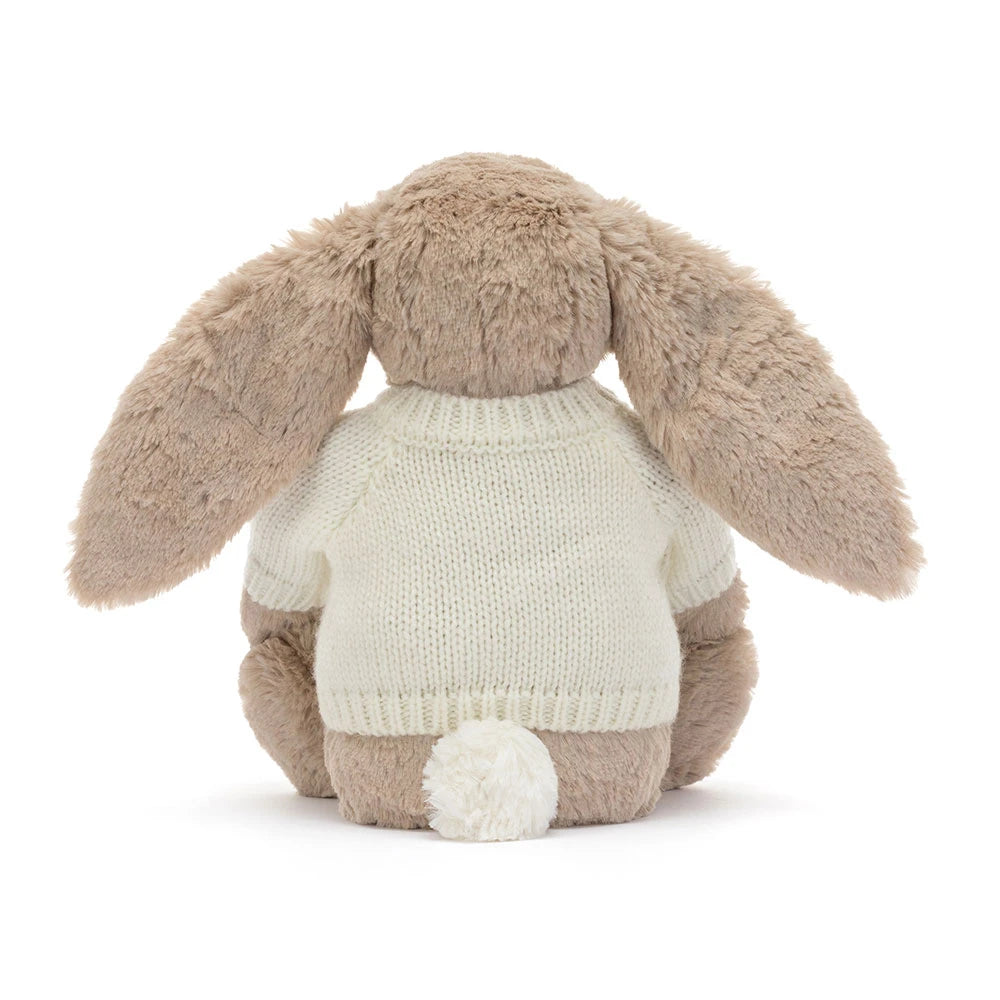 Blossom Beige Bunny 'Petal' With Personalized Cream Jumper - US 1322