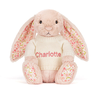 Blossom Blush Bunny 'Cherry' With Personalized Cream Jumper - US 9113