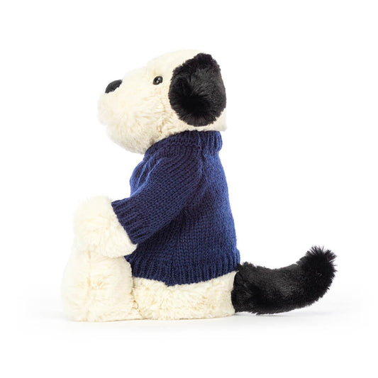 Bashful Black & Cream Puppy With Personalized Navy Jumper - US 6775