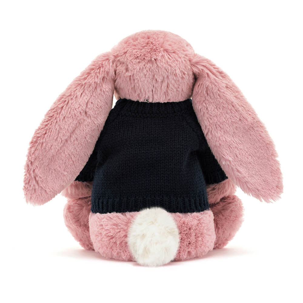 Bashful Tulip Pink Bunny With Personalized Navy Jumper - US 3747