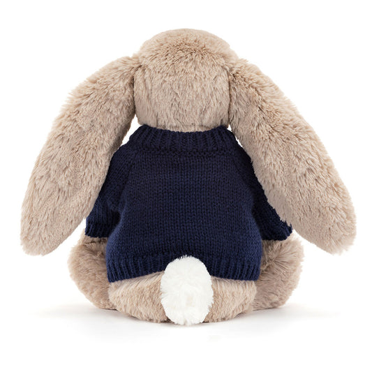 Bashful Beige Bunny With Personalized Navy Jumper - US 5138