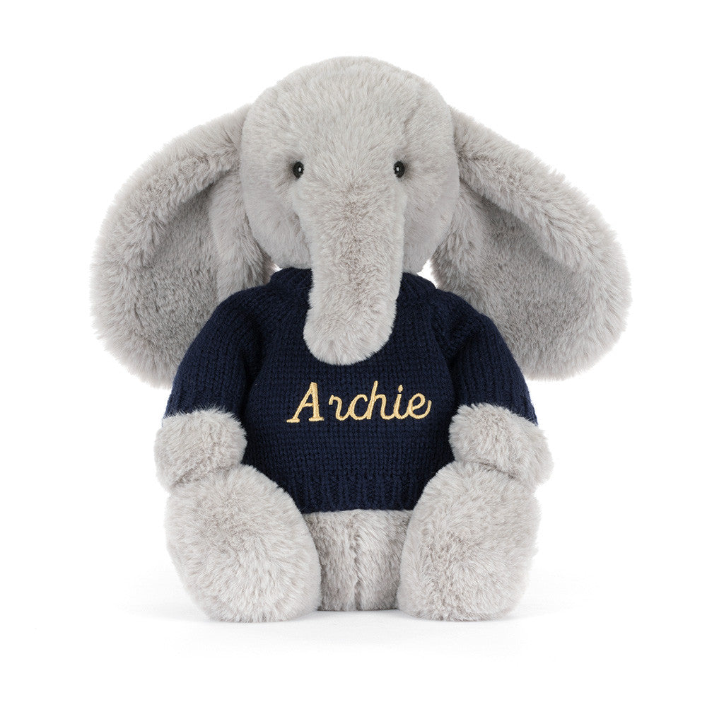 Bashful Luxe Elephant Thuddeus With Personalized Navy Jumper - US 8163