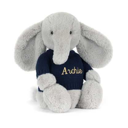 Bashful Luxe Elephant Thuddeus With Personalized Navy Jumper - US 8163