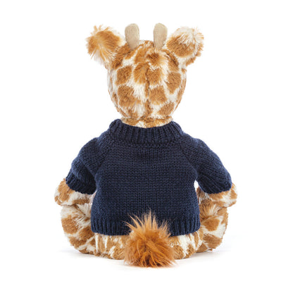 Bashful Giraffe With Personalized Navy Jumper - US 7323