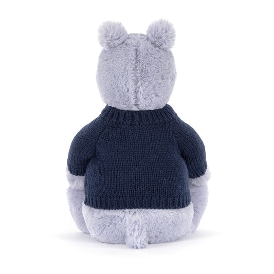 Bashful Hippo With Personalized Navy Jumper - US 2034
