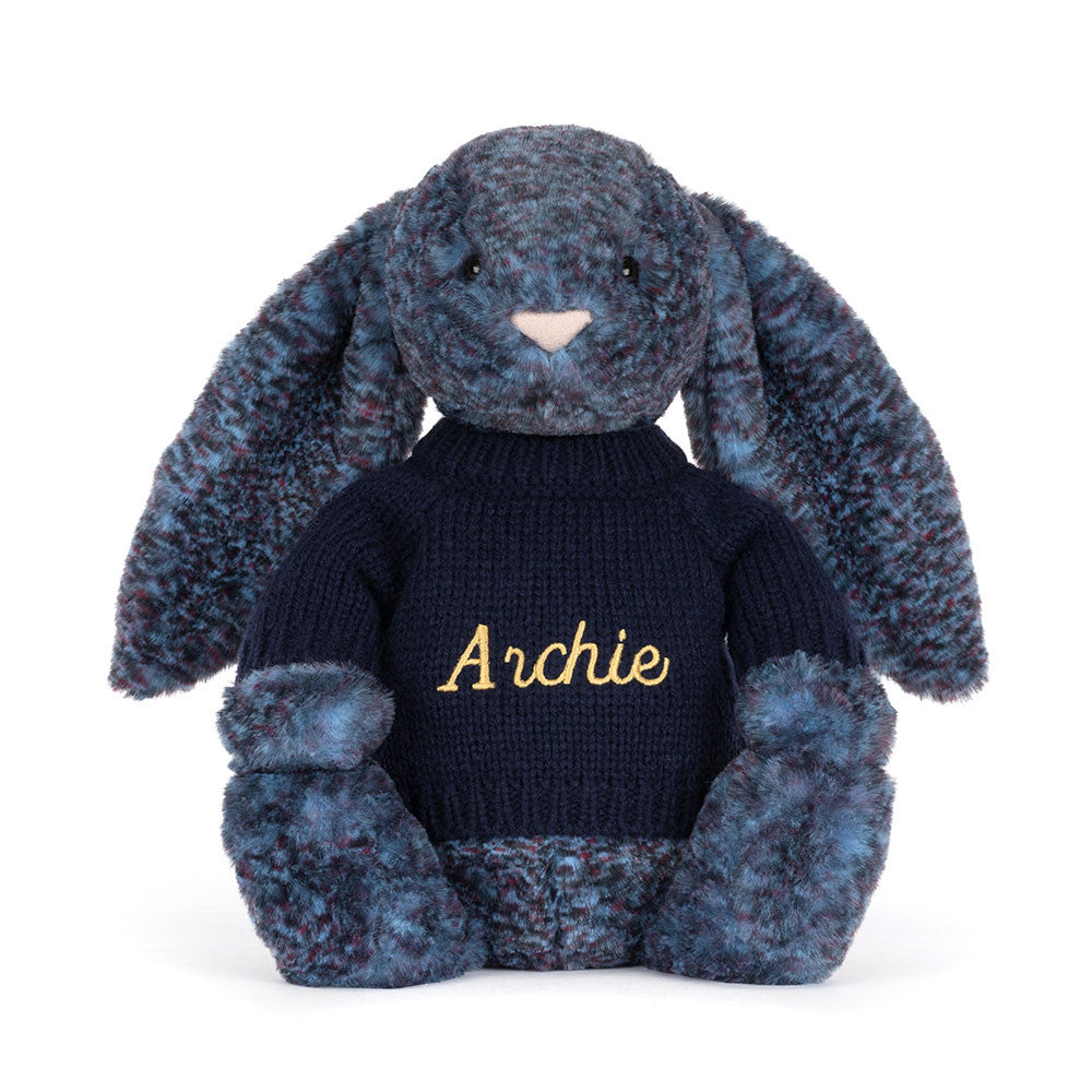 Hopscone Luxe Bunny With Personalized Navy Jumper - US 7795