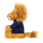Bashful Lion With Personalized Navy Jumper - US 5469