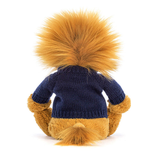 Bashful Lion With Personalized Navy Jumper - US 5469