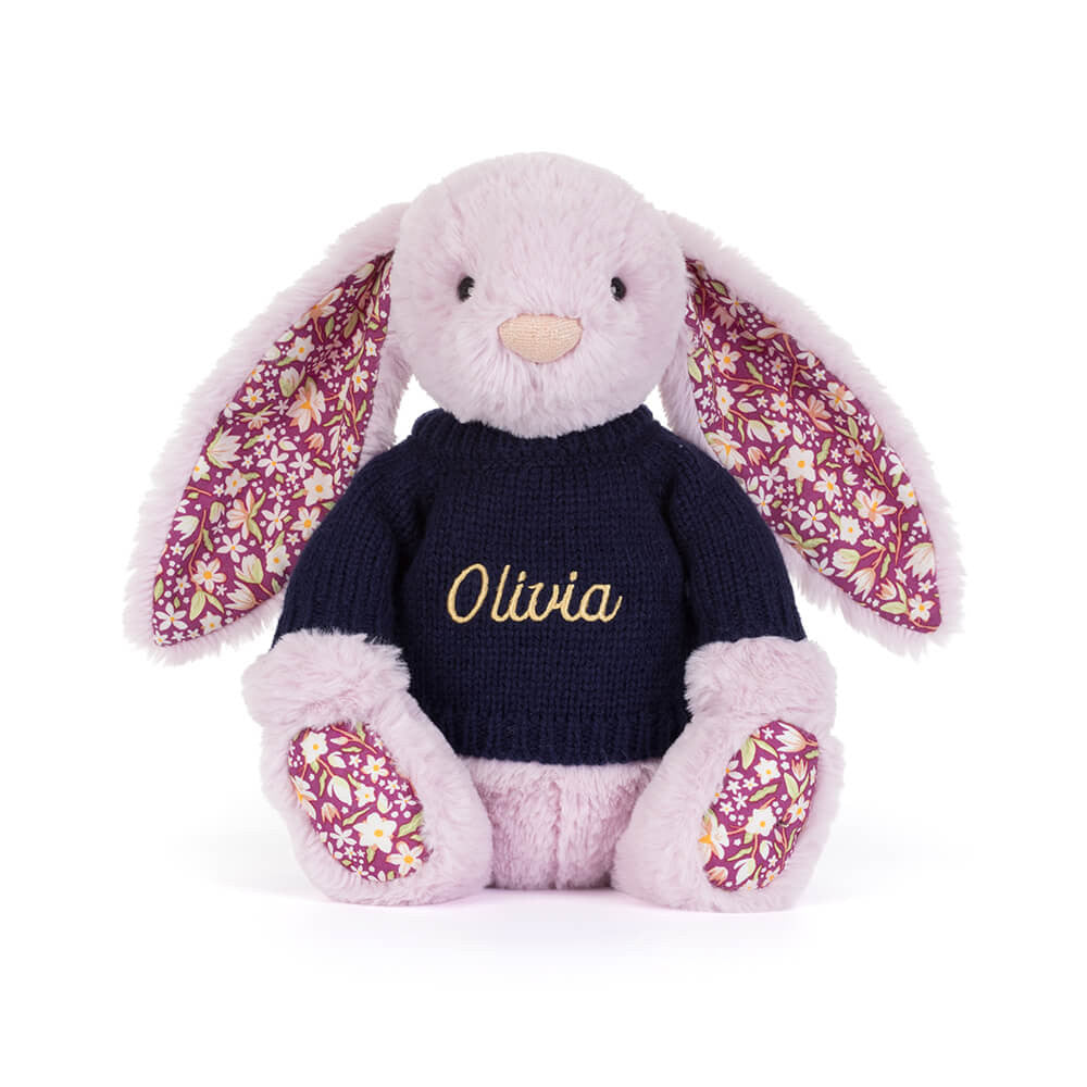 Thistlepop Blossom Luxe Bunny With Personalized Navy Jumper - US 0288