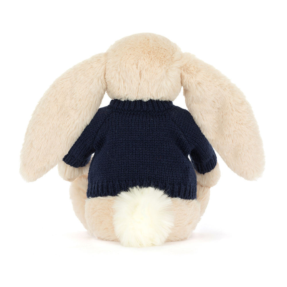 Bashful Luxe Bunny Willow With Personalized Navy Jumper - US 3895
