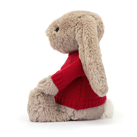 Bashful Beige Bunny With Personalized Red Jumper - US 1871