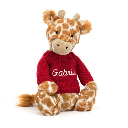 Bashful Giraffe With Personalized Red Jumper - US 1487