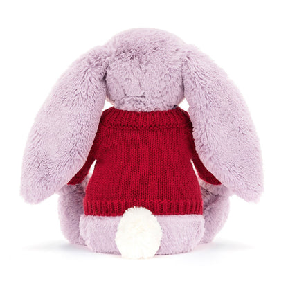 Bashful Lilac Bunny With Personalized Red Jumper - US 5265