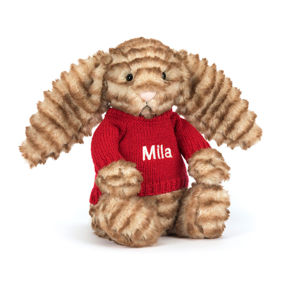 Bashful Luxe Bunny Juniper With Personalized Red Jumper - US 7225