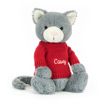 Bashful Kitten With Personalized Red Jumper - US 6103