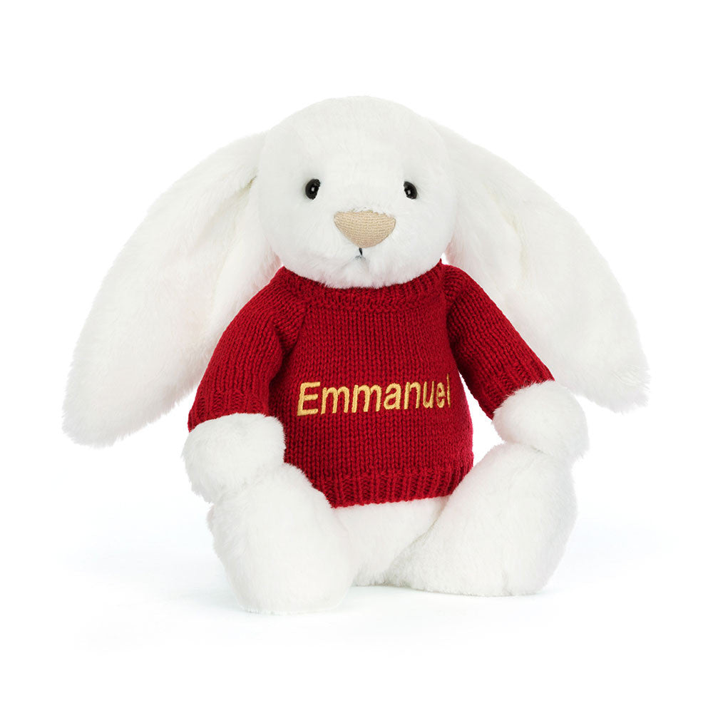 Bashful Luxe Bunny Luna With Personalized Red Jumper - US 4931