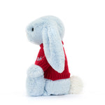 Bashful Blue Bunny With Personalized Red Jumper - US 4577