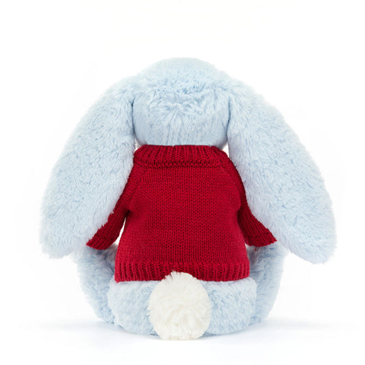 Bashful Blue Bunny With Personalized Red Jumper - US 4577