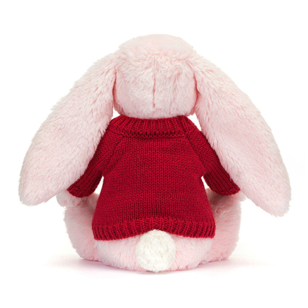 Bashful Pink Bunny With Personalized Red Jumper - US 4532