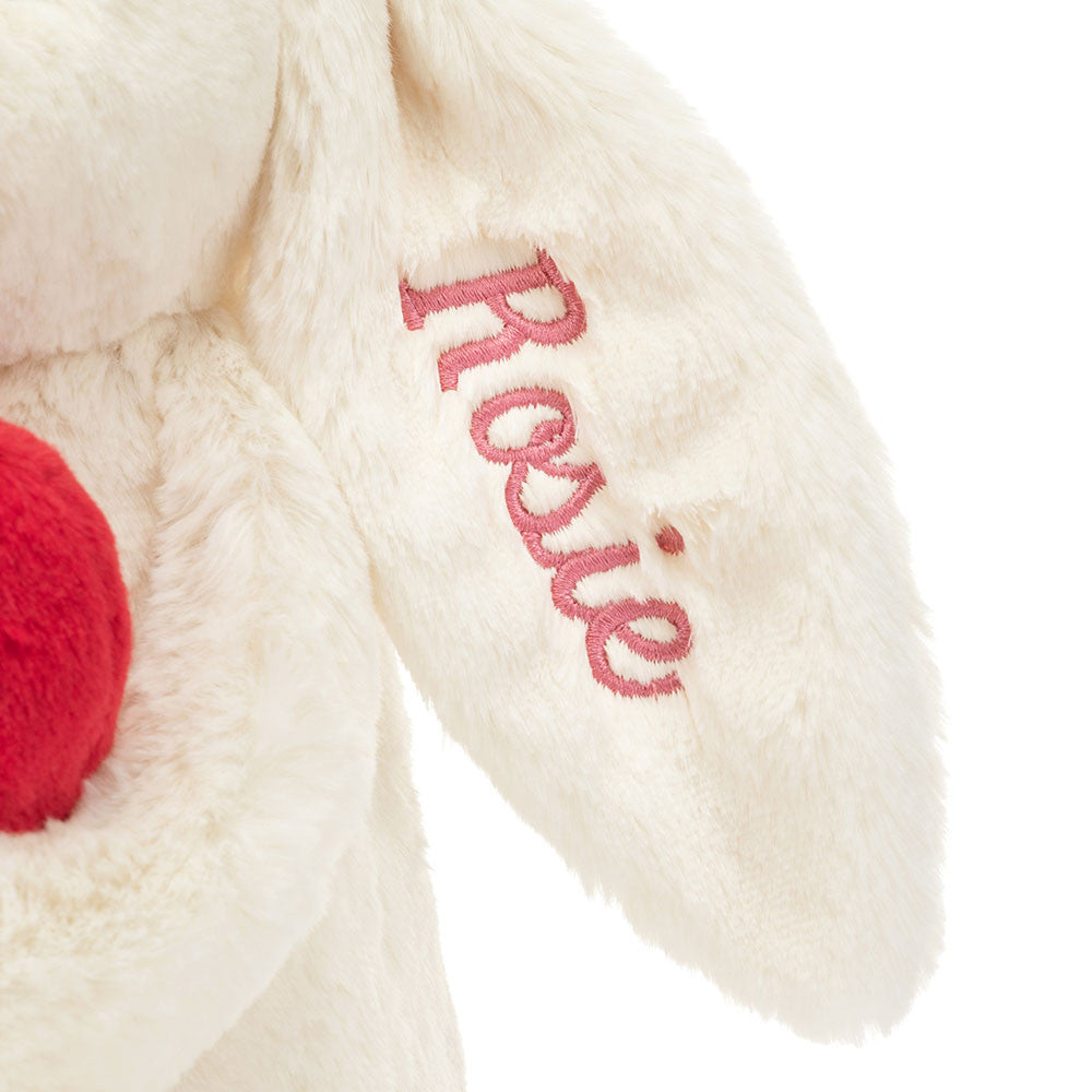 Personalized Bashful Red Love Heart Bunny Medium - US 0155