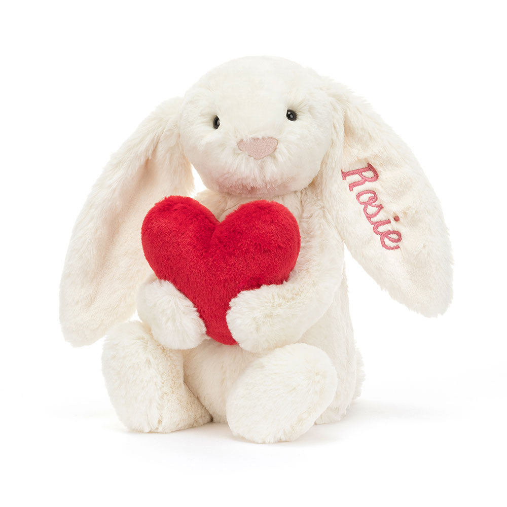 Personalized Bashful Red Love Heart Bunny Medium - US 0155