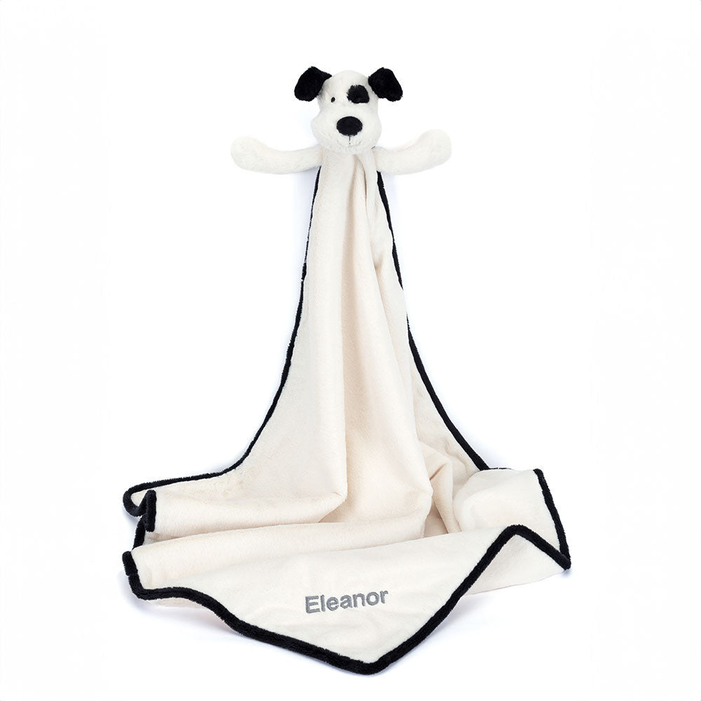Personalized Bashful Black & Cream Puppy Blankie - US 9678