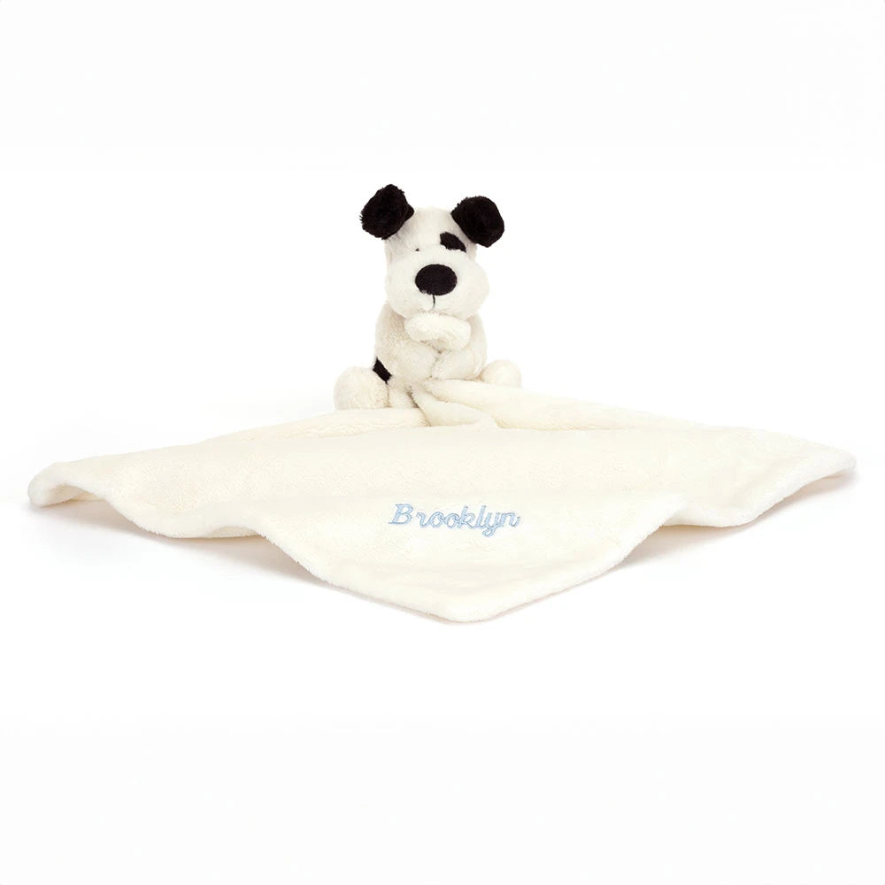 Personalized Bashful Black & Cream Puppy Soother - US 1456